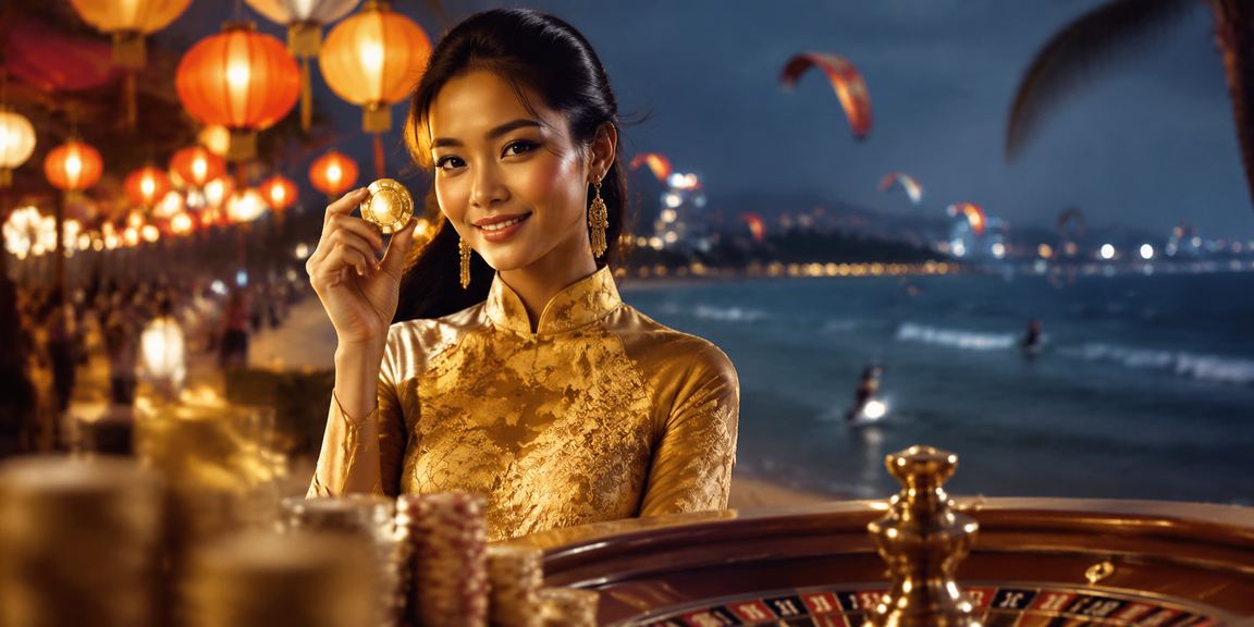 Phụ nữ mặc áo dài tại Mũi Né thưởng thức giải trí trực tuyến bên bờ biển