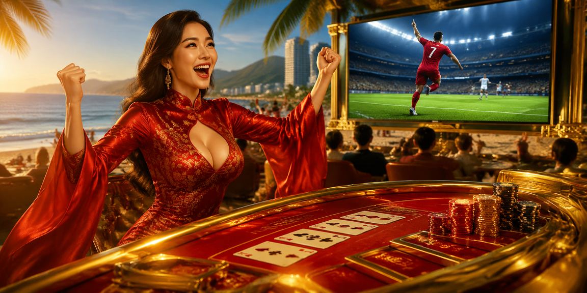 Không gian giải trí hiện đại tại Vũng Tàu với người chơi mặc áo dài truyền thống